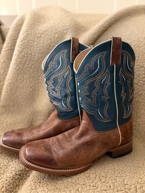 Men's Brown & Blue Western Cowboy Boots